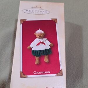 Hallmark Keepsake Grandson Bear Ornament - Red and Green